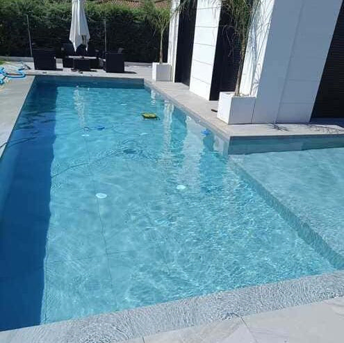 piscina con jardín decorativo